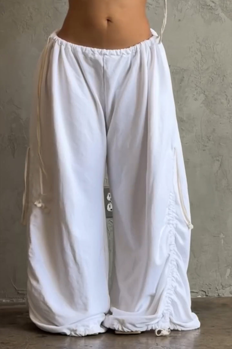 Women's Casual Waist Hem Drawstring Loose Pants