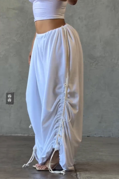 Women's Casual Waist Hem Drawstring Loose Pants