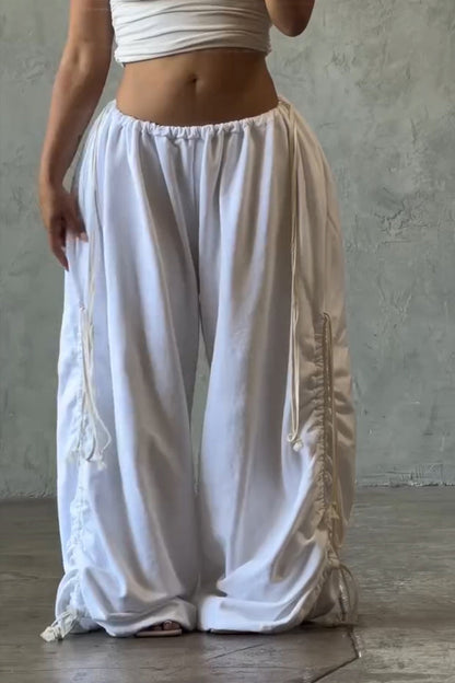 Women's Casual Waist Hem Drawstring Loose Pants