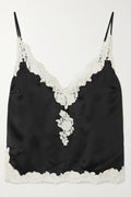 Celebration Look Contrast Color Satin Lace Trim V-Neck Slip Tank