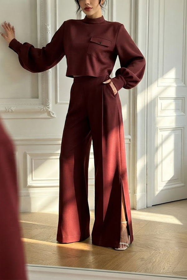 The Ultimate Chic Matching Set: Crop Top & Wide-Leg Pants