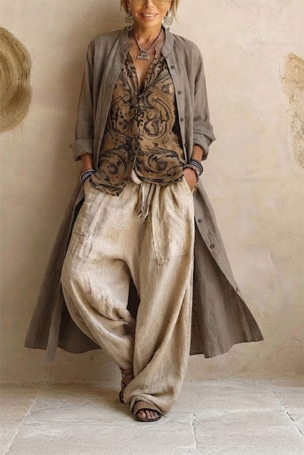 Casual Bohemian Cotton Linen 3-Piece Set