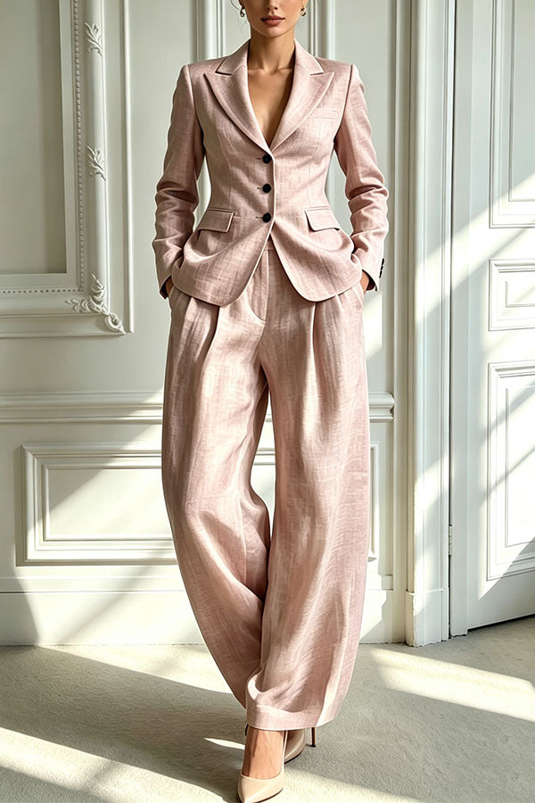 Minimalist Chic Tailored Blazer & Pleated Pant Suit