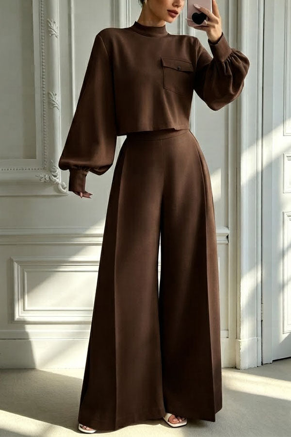 The Ultimate Chic Matching Set: Crop Top & Wide-Leg Pants