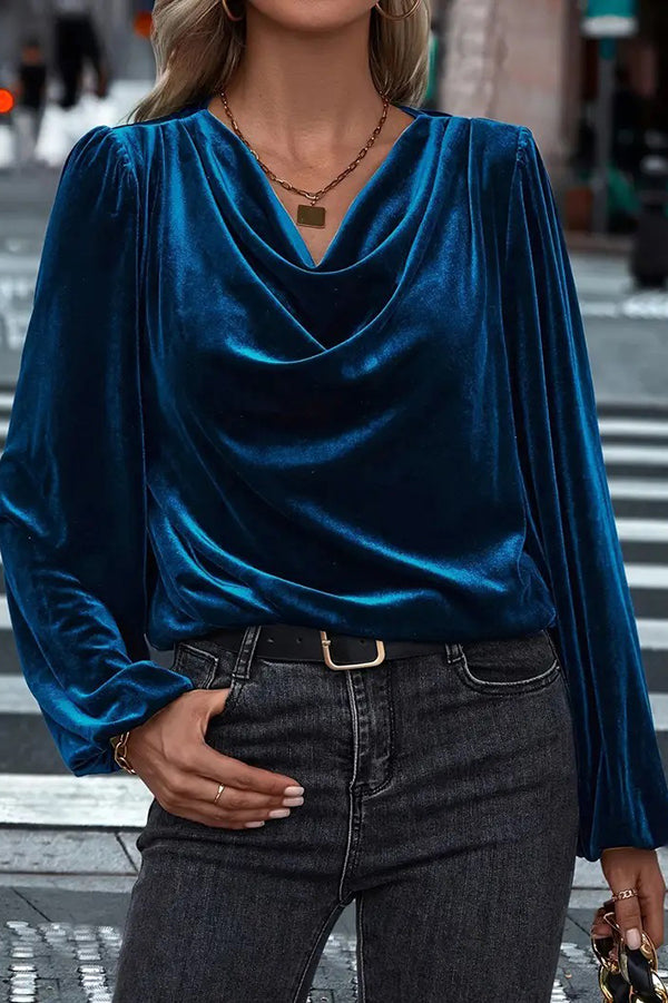 Fashionable Velvet Long-sleeved Loose Casual Top