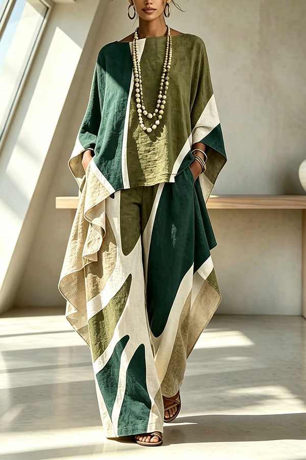 Geometric Pattern Color Blocking Irregular Slanted Set