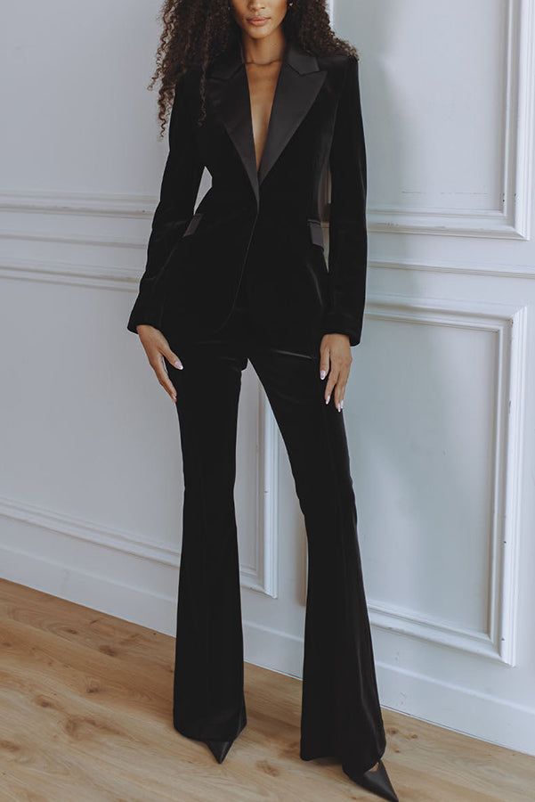 Delicate Daze Velvet High Rise Elastic Waist Flare Pants