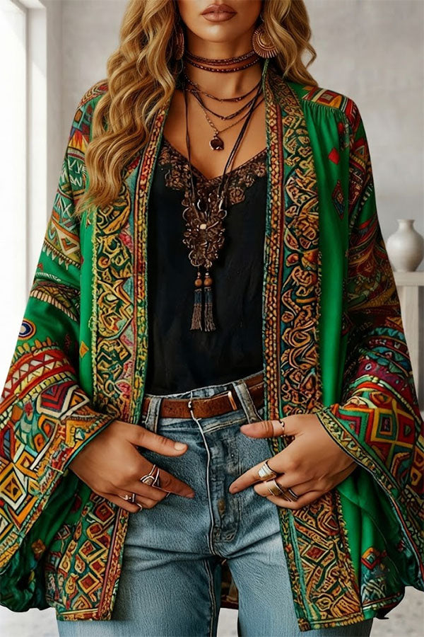 Essential Mosaic Velvet Open-Front Jacket