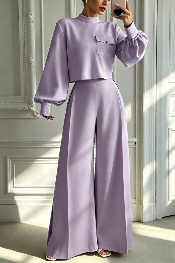 The Ultimate Chic Matching Set: Crop Top & Wide-Leg Pants