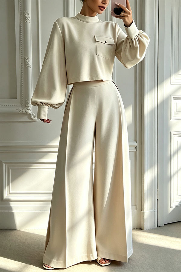 The Ultimate Chic Matching Set: Crop Top & Wide-Leg Pants
