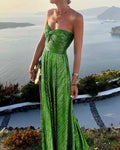 Women's new sexy wrapped chest bronzing solid color party dress INS casual swing dress