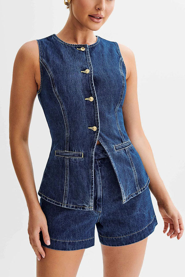 Abel Denim High Waist Relaxed Fit Shorts