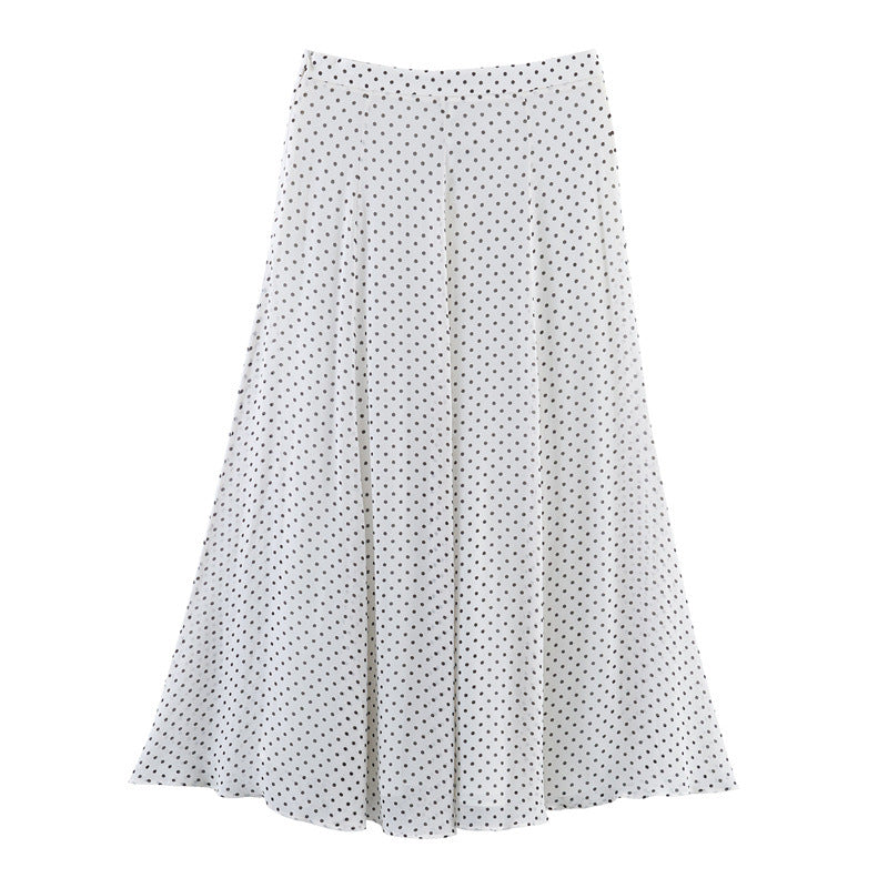 Seraphina Draped Bias-Cut Polka Dot Skirt