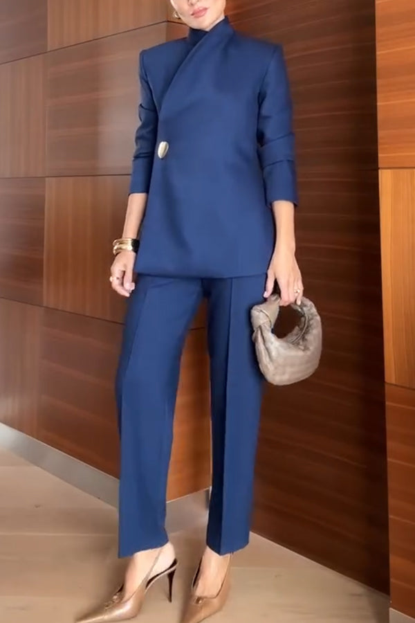 Exquisite and Fashionable High Waist Pocketed Straight Leg Pencil Pants