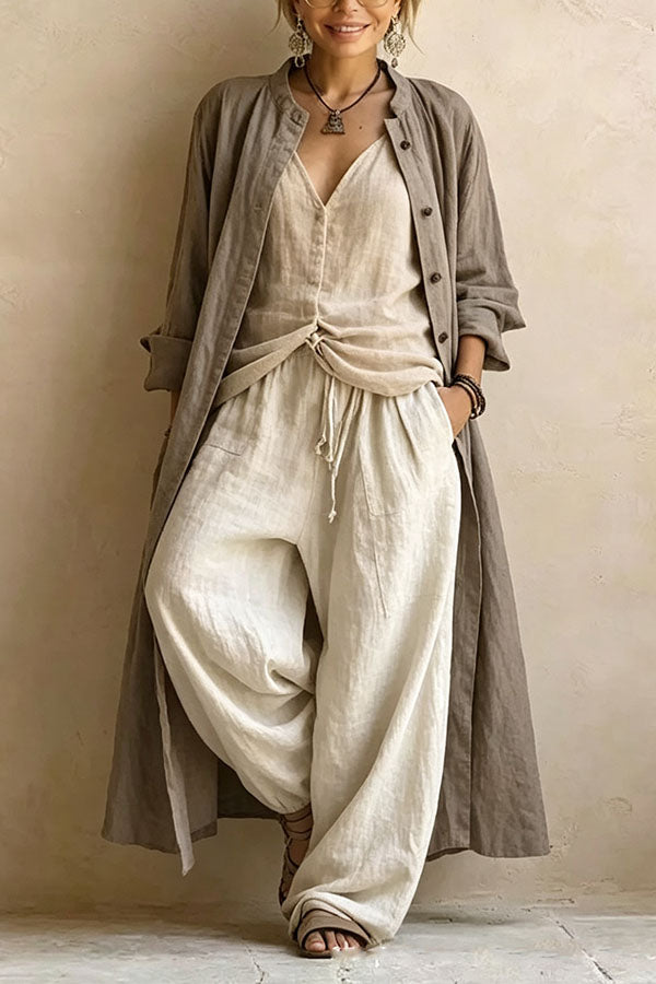 Casual Bohemian Cotton Linen 3-Piece Set