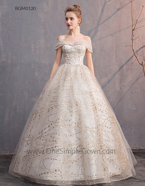 Princess /Ball Gown Wedding Dress Glitter Off The Shoulder – alinanova